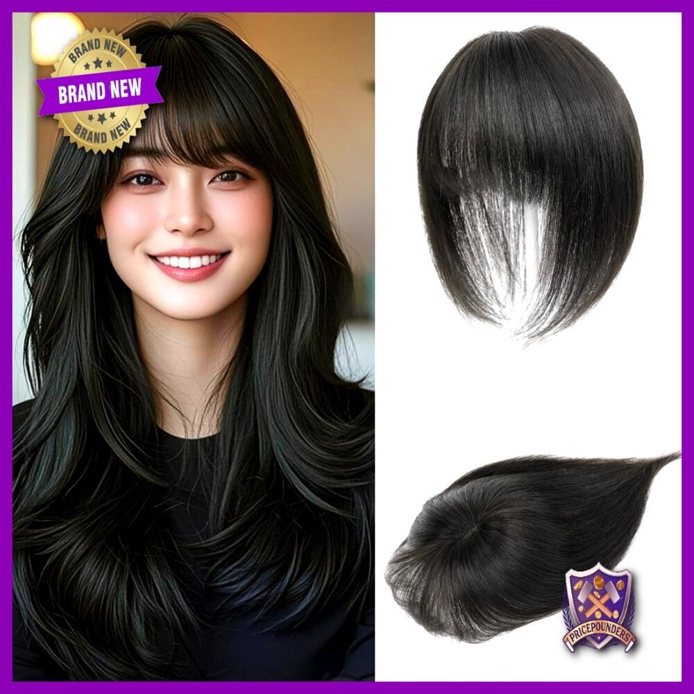 Real Human Hair Topper with Bangs Lightweight Breathable Swiss Base Handmade